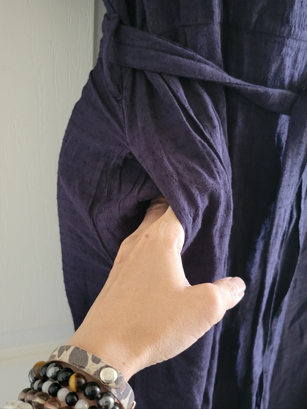 HYFVE | Classic Dark Navy Short Sleeve Self Tie Maxi Wide Leg Jumpsuit (SIZE S) - Picture 7 of 14